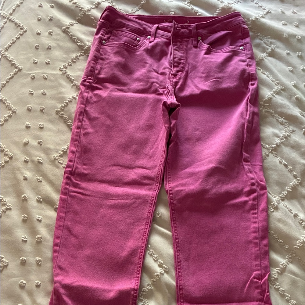 Seven7 Women's Straight Leg Jeans in Vibrant Pink